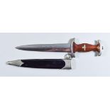 A German World War II NSKK Dagger, by Friedr.AUG.Schmitz, bright steel double edge blade etched with