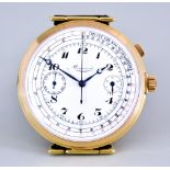 A Gentleman's Gold Coloured Metal Large Sized Chronograph Wristwatch by Minerva, the white enamelled