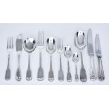 A Modern Plated Fiddle and Thread Pattern Table Service for Twelve Place Settings, by Davenport &