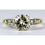 A Solitaire Diamond Ring, 20th Century, 18ct gold set with a centre old European cut diamond,