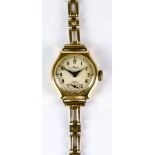A 20th Century Lady's Manual Wind Wristwatch, by Avia, 9ct gold case, 26mm diameter, white dial with