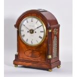 A Late George III Mahogany Cased Mantel Clock by H.J.Tymms of London, the 8ins diameter painted