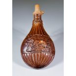 A Stephen Green Imperial Potteries, Lambeth, Brown Saltglazed Stoneware Flask of Flattened Form