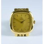 A Lady's Omega Quartz Wristwatch, model "De Ville", plated case and bracelet, 21mm square case, gold