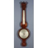 A George III Inlaid Mahogany Wheelcase Barometer and Thermometer, by J. Gregory of No. 17 Ryders