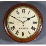 A 19th Century Mahogany Cased Dial Wall Clock by CW Seymour of Windsor, the 12ins cream painted dial