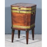 A George III Mahogany and Brass Bound Octagonal Wine Cooler with Moulded Edge to Top, lined four