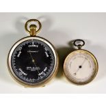 A Pocket Barometer, Circa Early 20th Century, by Callaghan & Co., with white on black 2.25ins