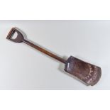 A Wooden Peat Shovel, Late 19th/Early 20th Century, with metal reinforced blade, 38ins