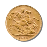 An Edward VII Sovereign, 1909, part of the sovereign portrait collection, serial no. 00141, fine, in
