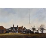 ***Michael John Hunt (born 1941) - Oil painting - Royal St George's Clubhouse, signed, canvas