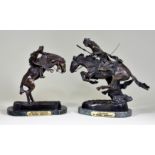 After Frederick Remington (1861-1909) - Two bronze figures - "Cheyenne", 10.5ins high, and "Bronco