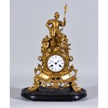A Late 19th Century French Gilt Metal Cased Mantel Clock No.260, the 3ins diameter white enamel dial