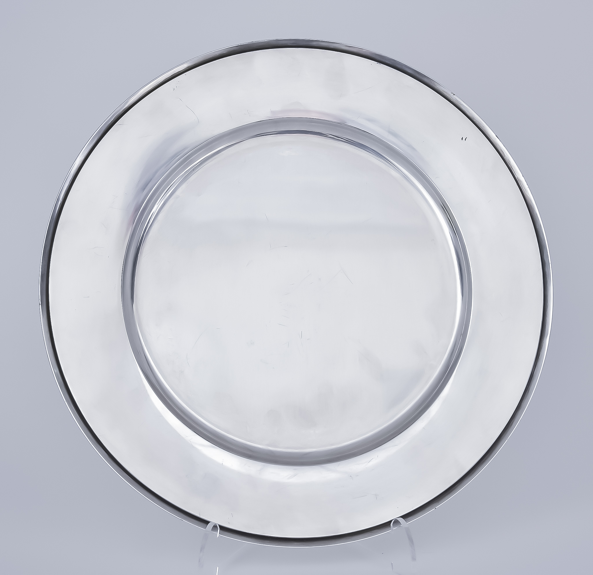 A 20th Century Danish Sterling Silver Circular Plate by Georg Jensen, Copenhagen and designed by