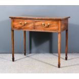 A George III Mahogany Rectangular Side Table, with square edge to top, fitted two frieze drawers, on