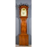 An 18th Century Oak Longcase Clock, by Ball of Bicester, the 12ins arched painted dial with Roman