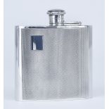 An Elizabeth II Silver Rectangular Hip Flask, by D.R. & S., Birmingham 1988, of curved form with