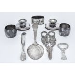 A Pair of Danish Silver Candlesticks and Mixed Danish Silver and Plated Ware, the candlesticks by