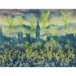 Rachel Levitas (20th Century) - Limited edition coloured print -"Westminster Bridge" (13/36),