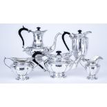 An Edward VII and a George V Harlequin Silver Five Piece Tea and Coffee Service by Martin Hall &