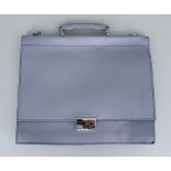 A Silver Leather Flap Over Briefcase by Simpson of London, 16ins x 13ins, embossed with maker's name