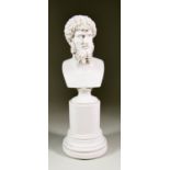 A Composition Bust of Lucius Verus, 20th Century, on socle and turned stand, 13.5ins high