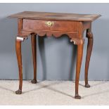 An 18th Century Oak Side Table with moulded edge to top, fitted one frieze drawer with reeded