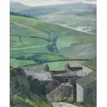 Ethel Gabain (1883-1950) - Oil painting - "Derbyshire Farmstead", signed, canvas 13.75ins x 11.