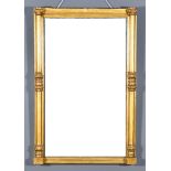 A 19th Century Gilt Framed Rectangular Mirror, with split turned columns to sides with leaf