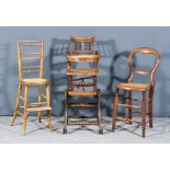 A Victorian Stained Wood Folding Metamorphic High Chair, with moulded crest rail and spindle