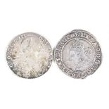A George III Silver Shilling, 1787, fair and an Elizabeth I silver sixpence, 1592, fair