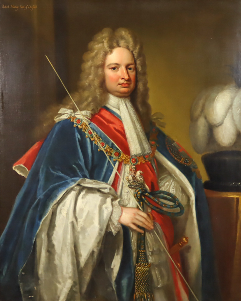 After Godfrey Kneller (1646-1723) - Oil painting - Three-quarter length portrait of Robert Harley, - Image 2 of 5