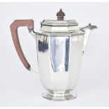 An Edward VIII Silver Octagonal Hot Water Pot by Mappin & Webb, Sheffield 1936, with moulded and