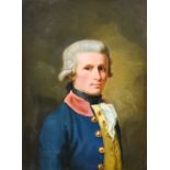 18th Century Continental School - Oil painting - Half length portrait of a young man wearing