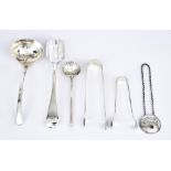 An Edward VII Silver Old English Pattern Stilton Scoop and Mixed Silver Ware, the stilton scoop by