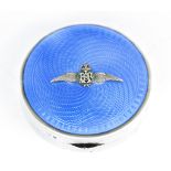 A George V Silver and Blue Enamel RAF Circular Compact, by John William Barrett, Birmingham, 1927,