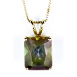 A 14ct Gold Pendant and Chain, Modern, the pendant set with a faceted Chrysoberyl, approximately