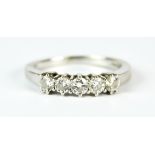 A Five Stone Diamond Ring, Modern, 18ct white gold, set with five brilliant cut round diamonds,