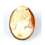 A Cameo Brooch, 20th Century, gilt metal mount, 50mm x 40mm, gross weight 17.3g