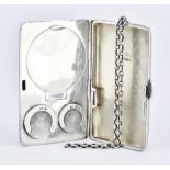 A George V Silver Rectangular Combination Compact, Cigarette and Sovereign Case, by Mappin & Webb,