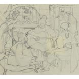 A. E. Halliwell (1905-1987) - Pencil sketch for Poster - Spanish interior with a lady playing guitar