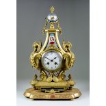 A Late 19th Century French Ormolu and Porcelain Mounted Mantel Clock, by Japy Freres, No.98169,