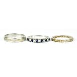 A Mixed Lot of White Metal Rings, Modern, comprising - platinum wedding band size N, 18ct white gold