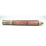 A Brass and Leather Covered Single Drawer Telescope, 19th Century, by Holland of London, 40ins