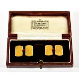 A Pair of 18ct Gold Engine Turned Cufflinks, total gross weight 11g, in Harrods fitted box