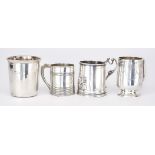 A George III Irish Silver Christening Mug and Three Other Silver Mugs, the Irish mug maker's mark