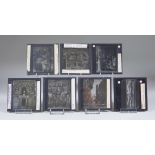 A Quantity of Black and White Glass Slides, Early 20th Century, of Italian cities, approximately