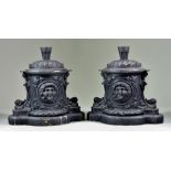 A Pair of Bronze Cast Iron Tobacco Jars and Covers of Classical Form, Late 19th/Early 20th