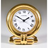 A Must De Cartier "Colisee" Folding Desk Travel Alarm Clock, No. AL1002179, the white dial with