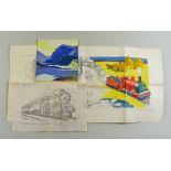 Reginald Mayes (1901-1992) - Original artwork, including - Five pencil drawings of railway